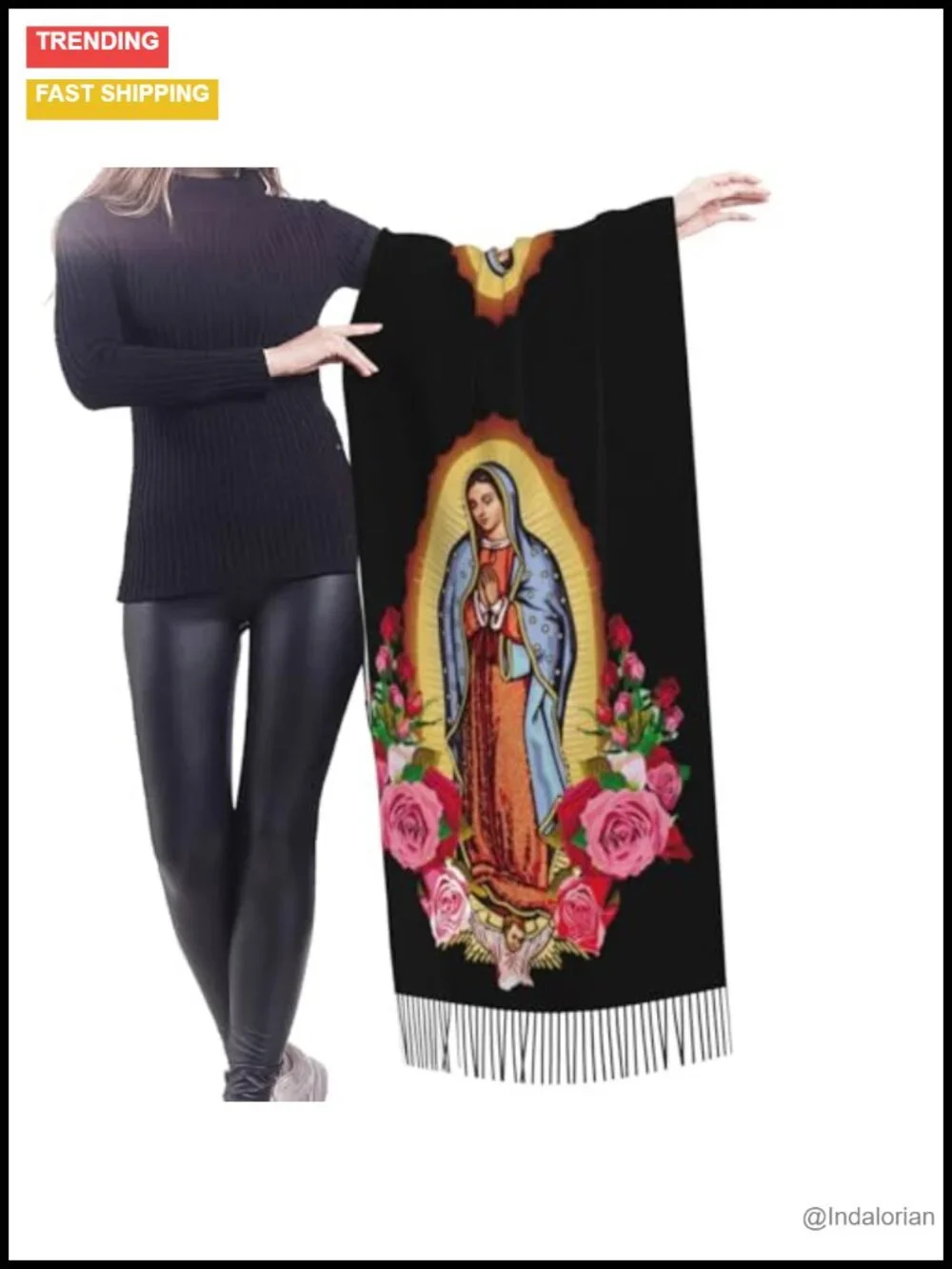 Soft Fringed Warm Scarf Long Shawl Wraps - Imitation Cashmere